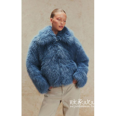 英国代购正品11.14 名品PL 女装新款 设计皮草风短款舒适百搭外套