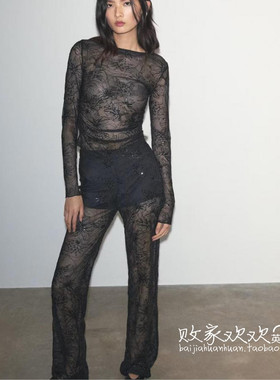 英国代购正品11.08 2025潮流导向 女装新款 蕾丝长袖设计打底衫