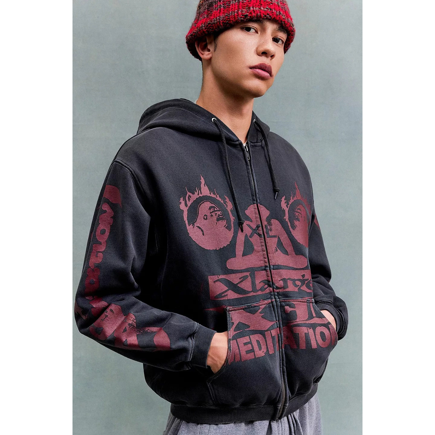 英国代购正品05.06 名品UO 男装新款 休闲连帽拉链舒适开衫卫衣