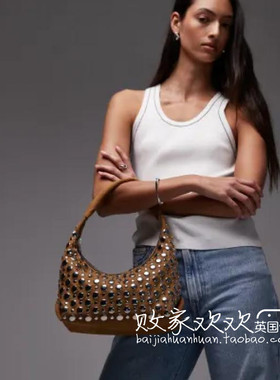 英国代购正品07.04 2025潮流导向 女包新款 TS铆钉设计复古单肩包