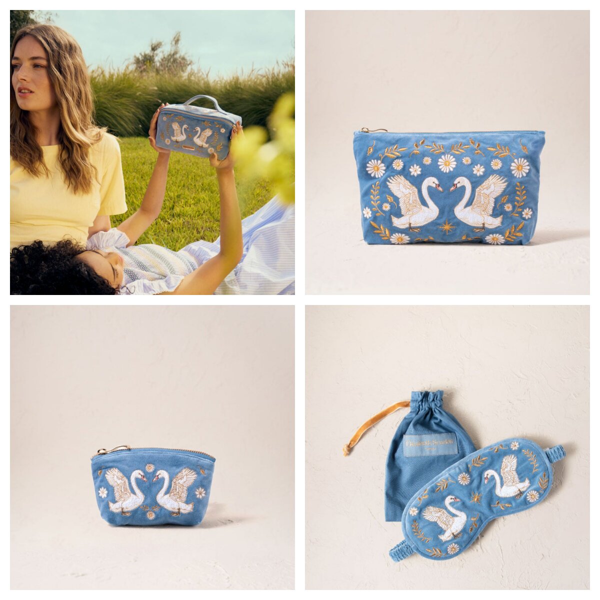 英国代购正品04.04 Swan Garden Coin Purse 刺绣天鹅花园化妆包