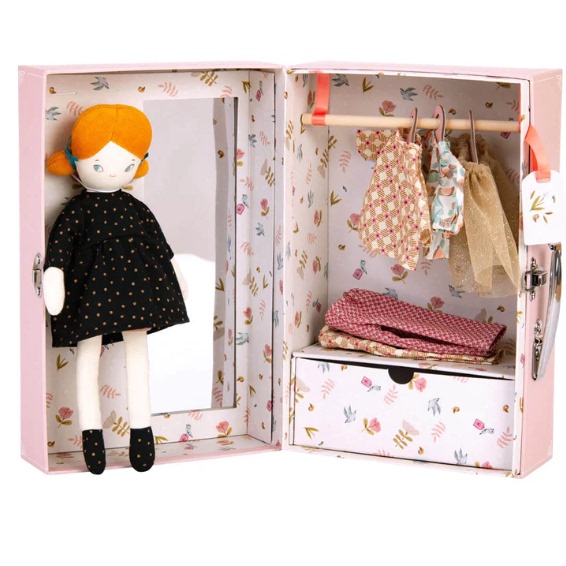 英国代购正品09.07 Moulin Roty Wardrobe 小衣柜手提箱娃娃