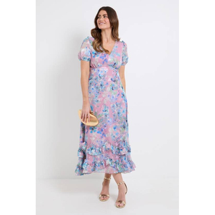 英国代购正品07.29 名品PL 女装新款 时尚印花长款百搭连衣裙