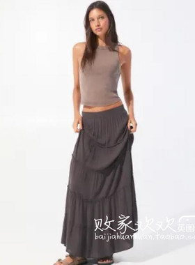 英国代购正品07.03 2025潮流导向 女装新款 时尚深色长款半身裙