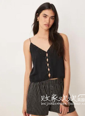 英国代购正品07.04 2025潮流导向 女装新款 吊带深色舒适百搭背心
