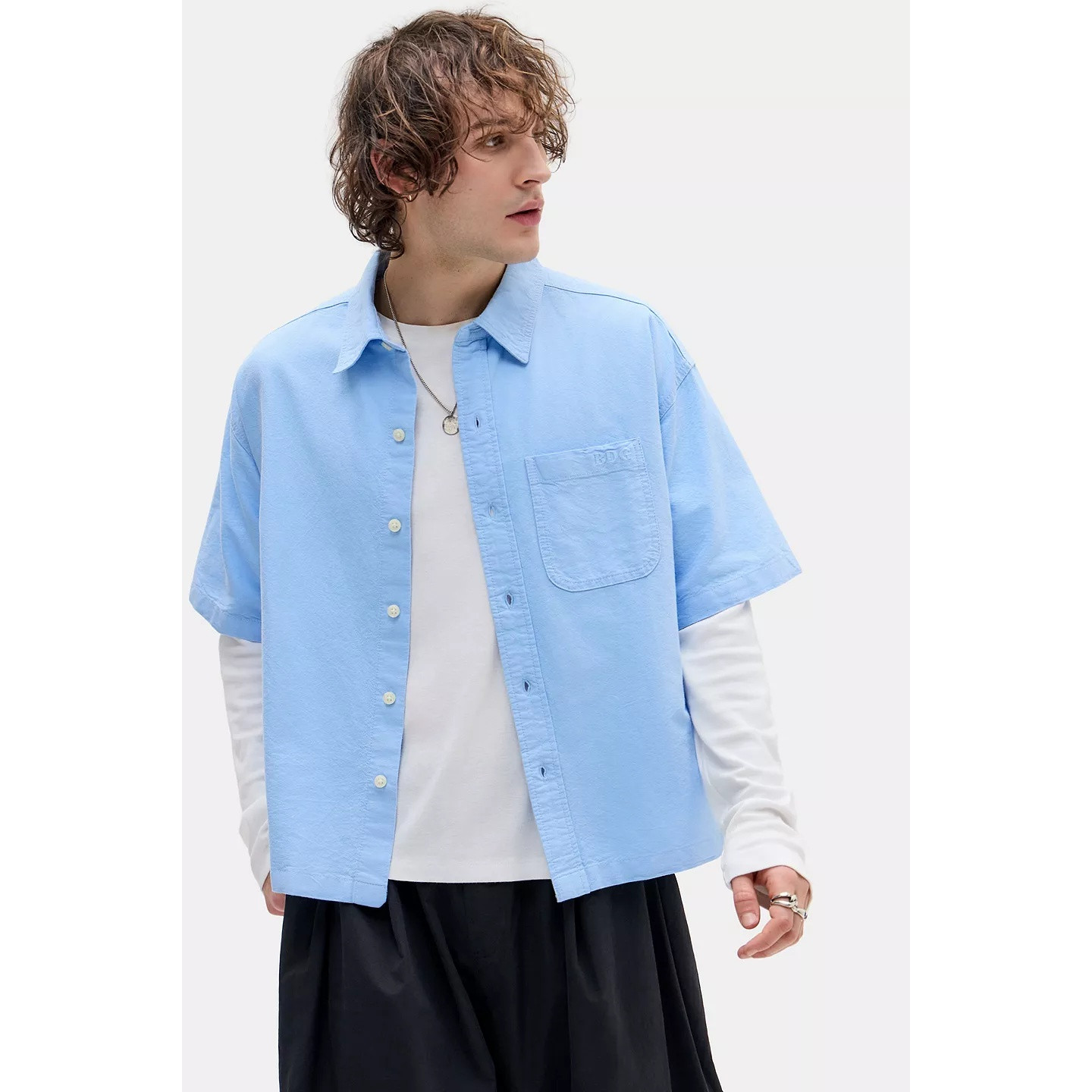 英国代购正品05.06 名品UO 男装新款 休闲翻领短袖舒适百搭衬衫