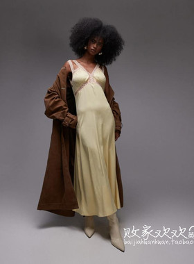 英国代购正品04.05 2025潮流导向 女装新款 TS缎面长款百搭连衣裙