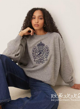 英国代购正品09.01 2025潮流导向 女装新款 徽章图案长袖舒适卫衣