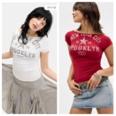 2色 名品UO 正品 英国代购 休闲字母修身 01.13 新款 T恤 女装 短袖