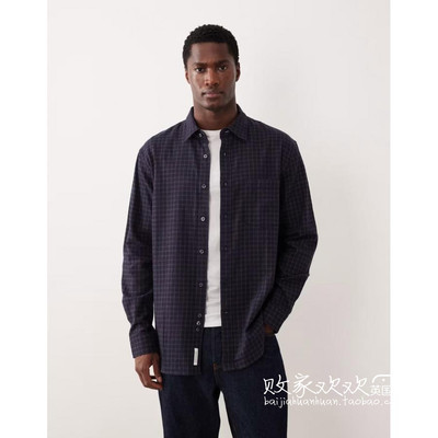 英国代购正品12.01 2025潮流导向 男装新款 翻领深色长袖舒适衬衫