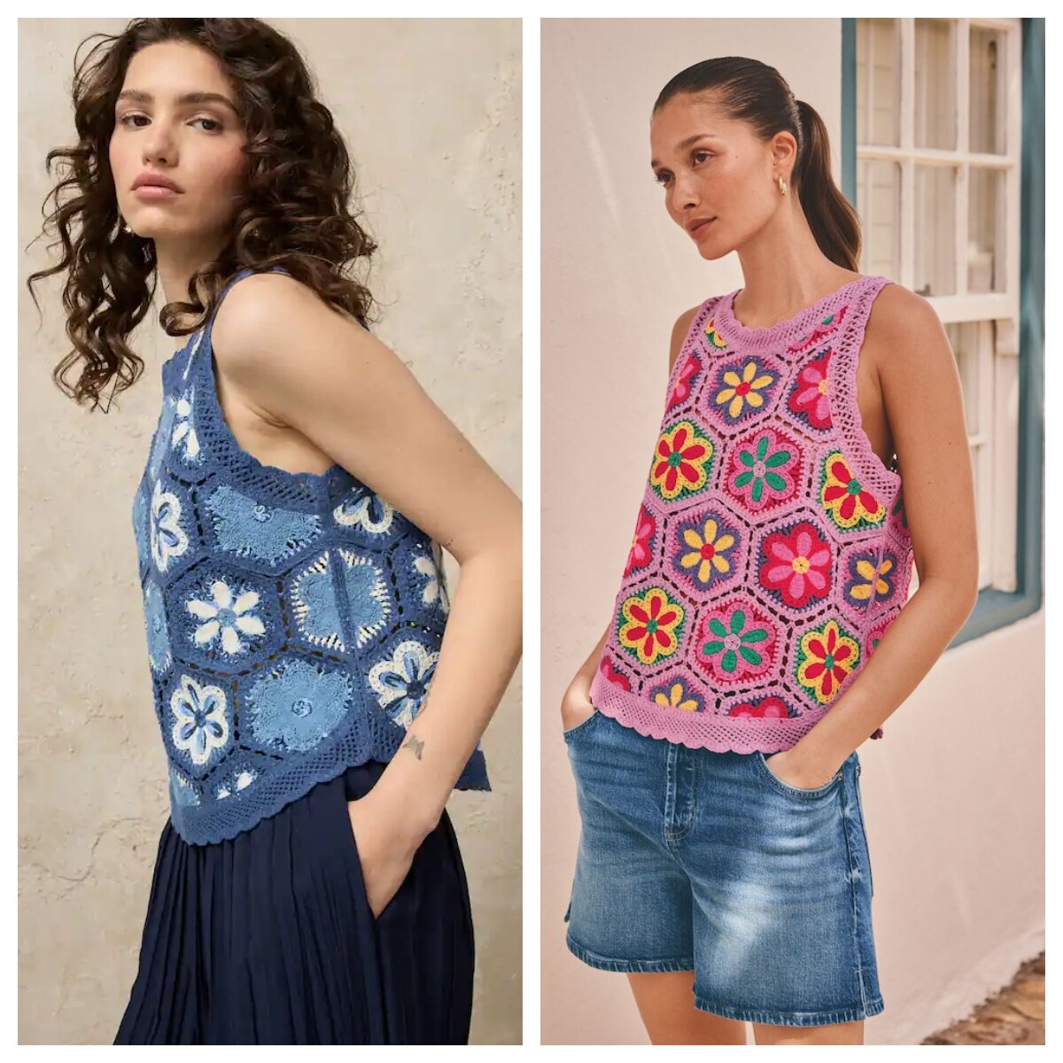 英国代购正品04.06 名品NEXT 女装新款 钩针花设计舒适背心2色
