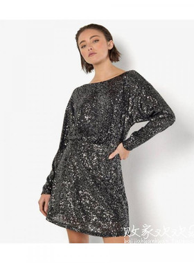 英国代购正品11.13 名品NL 女装新款 时尚闪亮灰色迷人连衣裙