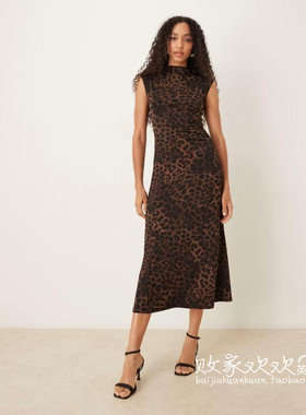 英国代购正品09.20 2025潮流导向 女装新款 时尚豹纹长款连衣裙