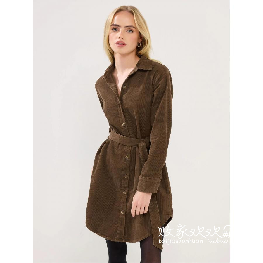 英国代购正品11.16 名品NEXT 女装新款 衬衫系腰带迷人百搭连衣裙