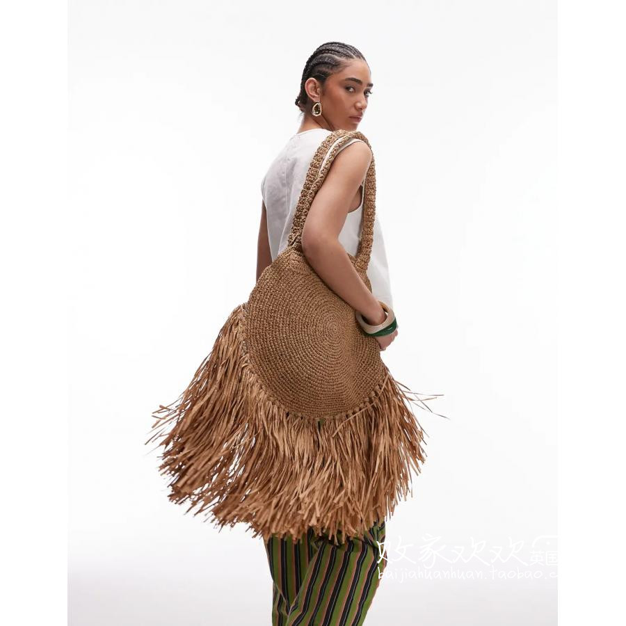 英国代购正品04.12 2025潮流导向 女包新款 TS流苏大容量手提包