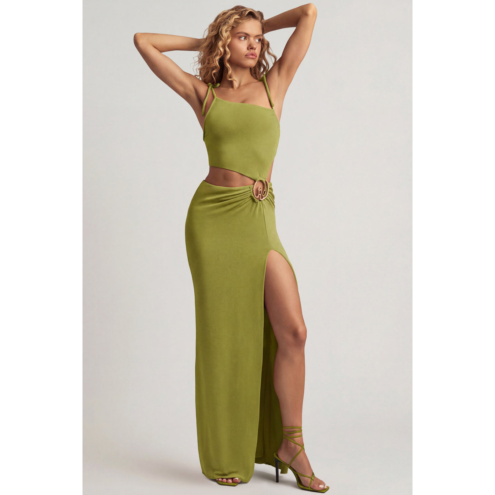 英国代购正品09.09 名品ohpolly 女装新款 设计露腰开叉连衣裙