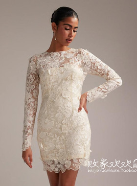 英国代购正品03.06 2025潮流导向 女装新款 蕾丝浅色迷笛连衣裙