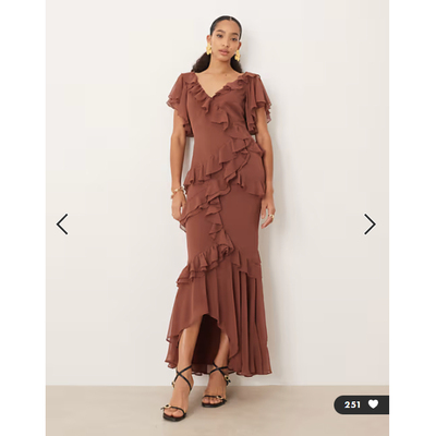 女装新款设计荷叶边长款连衣裙