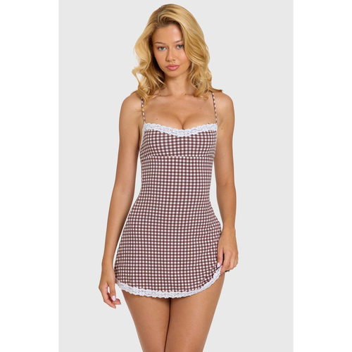 英国代购正品07.26 名品ohpolly 女装新款 吊带迷你格子连衣裙