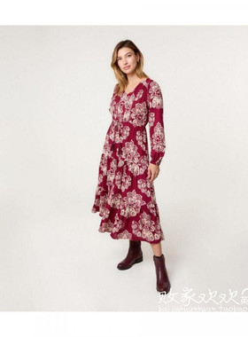 英国代购正品08.26 名品NL 女装新款 时尚印花长款百搭连衣裙