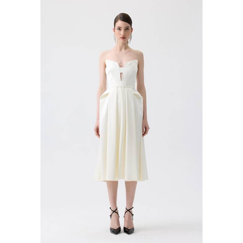 英国代购正品04.20 名品KM 女装新款 时尚抹胸显白礼服款连衣裙