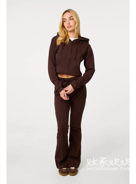 英国代购正品12.13 名品Boohoo 女装新款 连帽拉链开衫百搭卫衣