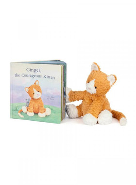英国代购正品02.07 jellycat Ginger  Courageous 猫咪玩偶书套装