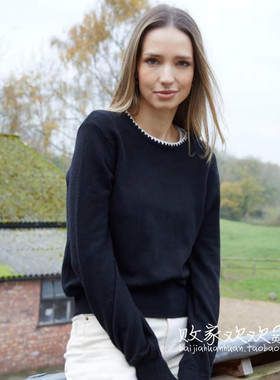 英国代购正品09.20 2025潮流导向 女装新款 设计边英伦风深色毛衣