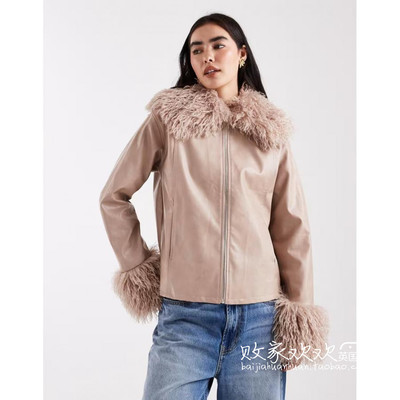 英国代购正品10.23 2025潮流导向 女装新款 毛绒边短款舒适夹克