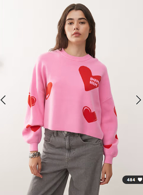 英国代购正品01.02 2026潮流导向 女装新款 时尚爱心针织长袖毛衣