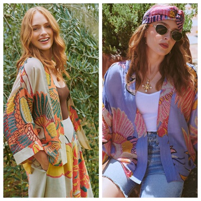 慵懒风鹤印花设计开衫