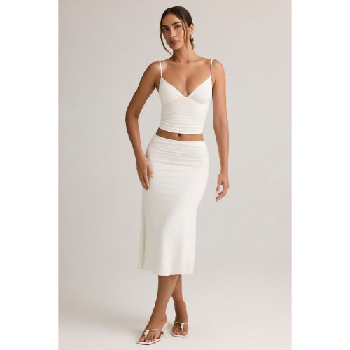 英国代购正品09.10 名品ohpolly 女装新款 浅色中长款百搭半身裙