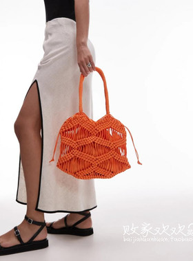 英国代购正品05.05 2025潮流导向 女包新款 TS编织设计镂空手提包