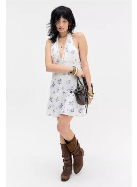 英国代购正品03.20 名品UO 女装新款 夏季露背印花度假风连衣裙