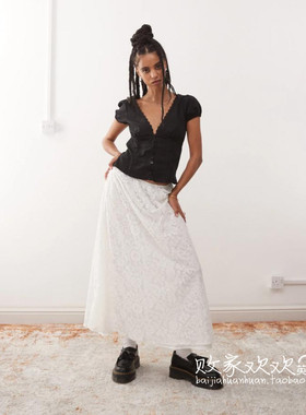 英国代购正品04.05 2025潮流导向 女装新款 浅色长款百搭半身裙