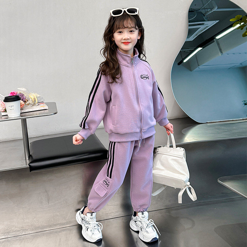 女童休闲拉链套装春秋款2024新款洋气中大童时髦儿童秋装潮运动装
