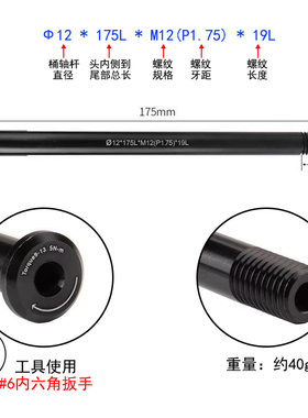 适用TREK崔克马东KINESIS卜威看门狗M12*100/142桶轴杆前后1.75牙