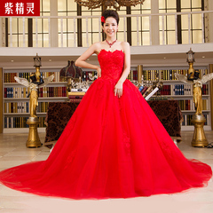 Purple Fairy new style fashion wedding dress with purple lace Vera Wang long tailed red can be customized