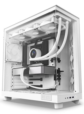 NZXT恩杰H6 FLOW简化版白色无风扇版游戏机箱ATX台式机电脑主机箱