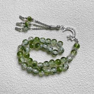 泰斯比哈33颗10厘玻璃冰裂泰斯比罕念珠沙特手链手串太思比哈