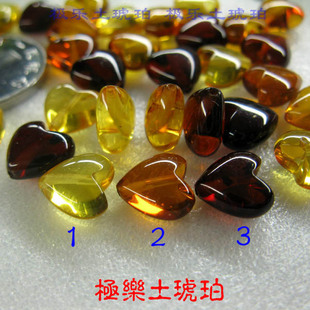 琥珀珠子金珀 5275天然琥珀散珠心形8.2 散珠 极乐土琥珀