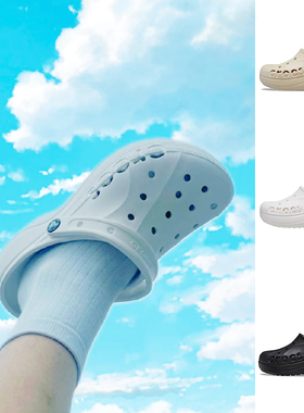 crocs洞洞鞋新款卡洛驰女鞋沙滩云彩贝雅厚底松糕凉拖鞋208186
