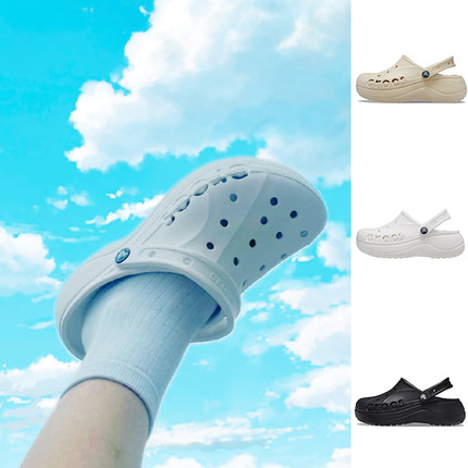 crocs洞洞鞋新款卡洛驰女鞋沙滩云彩贝雅厚底松糕凉拖鞋208186