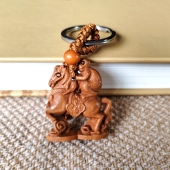 桃木马上封侯钥匙扣挂件饰品马上猴木质挂坠立体双面挂饰男女随身