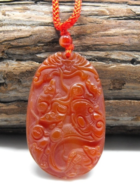 五鼠运财吊坠项链红玉髓挂件饰品