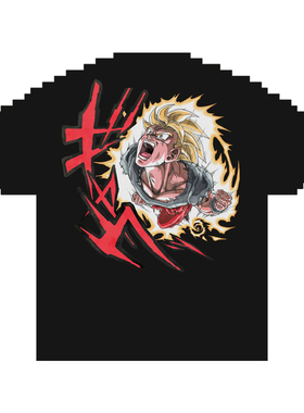 复古动漫《龙珠》数码直喷透气印花T恤夏季纯棉短袖