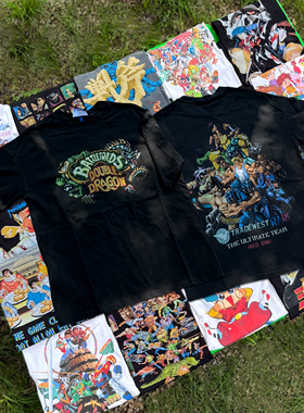 【原创】16BIT风格MD 忍者蛙与双截龙 复古游戏T恤手绘像素短袖