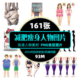 健康瘦身减肥人物卡通人物减肥对比人物表情插画插图PNG免扣素材