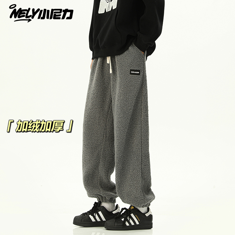 小尼力复古潮牌加绒长裤