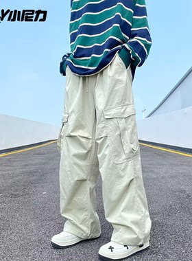 小尼力潮牌oversize日系裤子男复古美式工装裤直筒宽松阔腿休闲裤